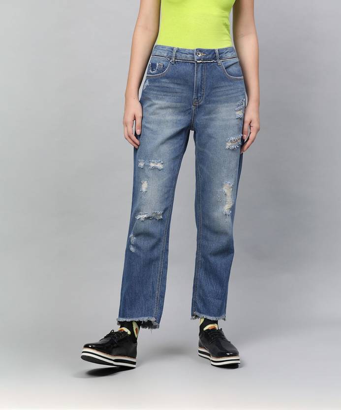 STREET9 Women Straight Fit High Rise Blue Jeans