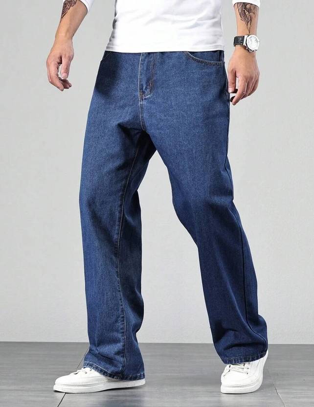 DENIM LOOK Men Loose Fit Mid Rise Dark Blue Jeans