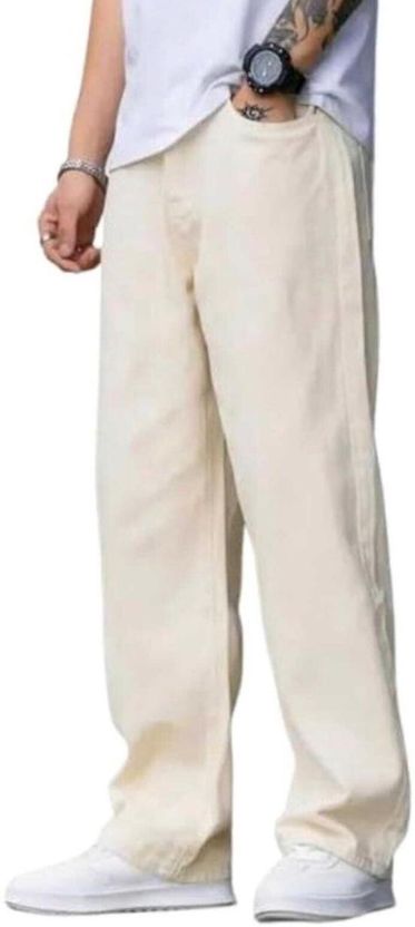 FLAYING Men Beige Mid Rise Loose Fit Jeans - Image 7