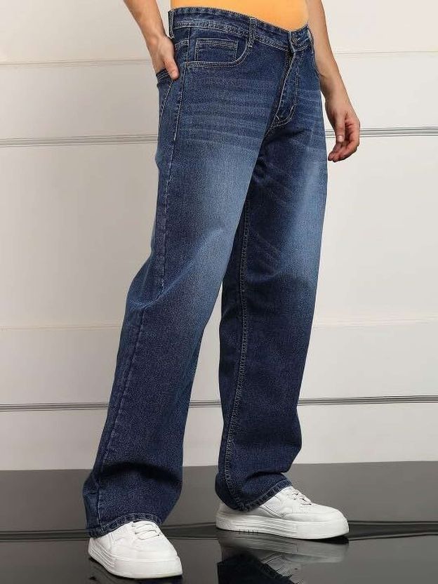 DENWOX Men Straight Fit Mid Rise Dark Blue Jeans - Image 3