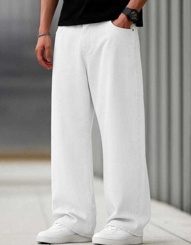 WAYKING Men Loose Fit Mid Rise Beige Jeans - Image 4