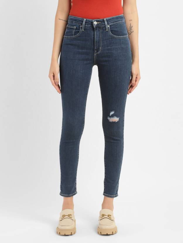 Women Skinny High Rise Blue Jeans
