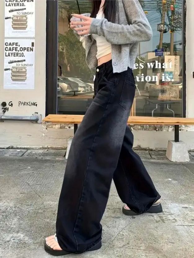 ZOVYA Baggy Fit Mid Rise Black Jeans - Image 3