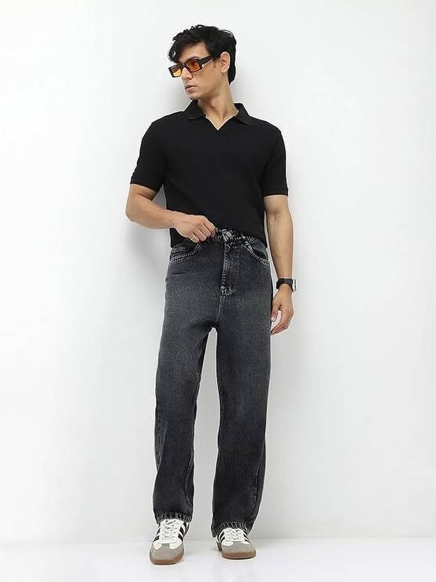AngelFab Loose Fit Men Black Jeans