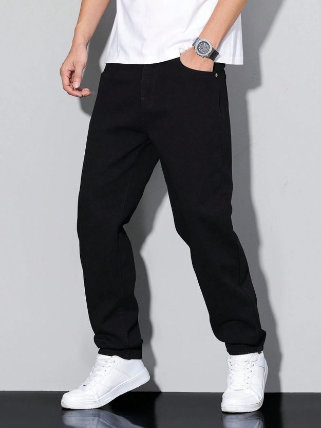 DENWOX Men Black Straight Fit Mid Rise Jeans - Image 8