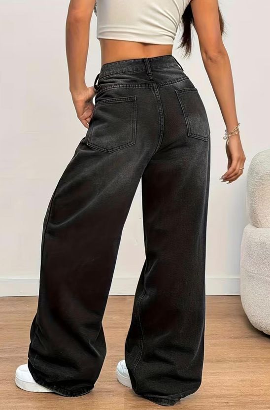 HUNTER & HAYES Women Wide Leg High Rise Black Jeans - Image 3