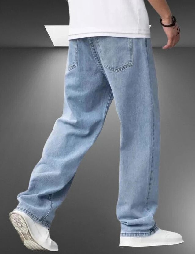 POKHINDA Men Flared Mid Rise Light Blue Jeans - Image 2