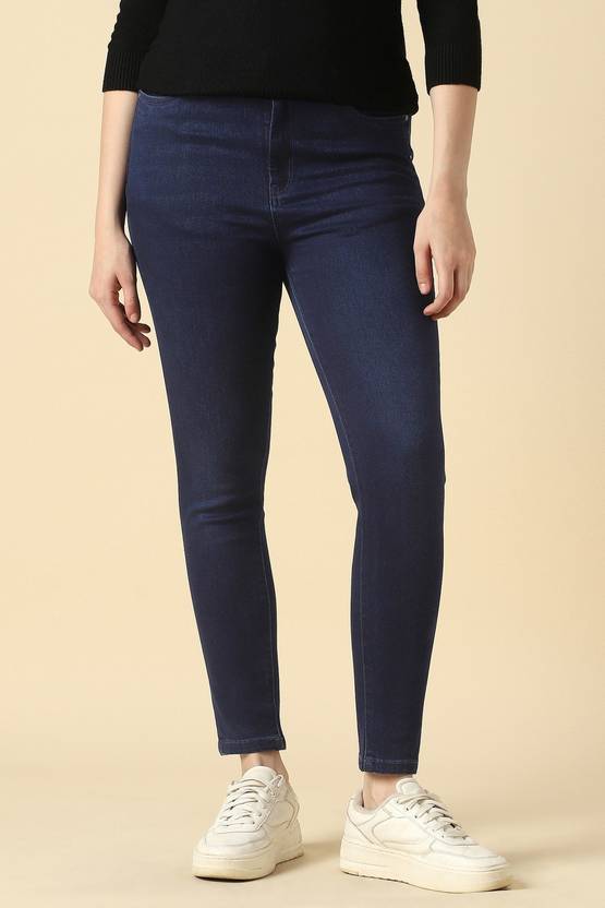 Allen Solly Women Skinny Mid Rise Dark Blue Jeans