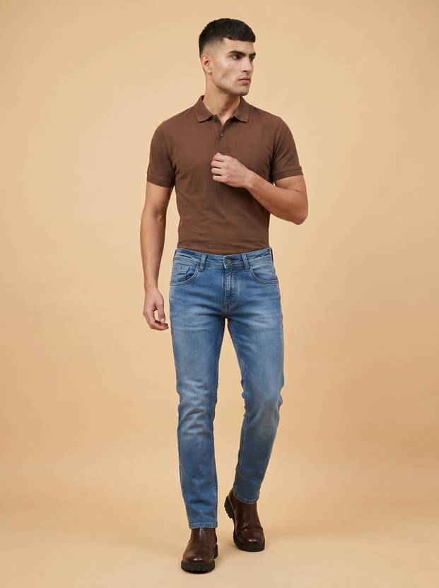Pointer Men Straight Fit Mid Rise Light Blue Jeans