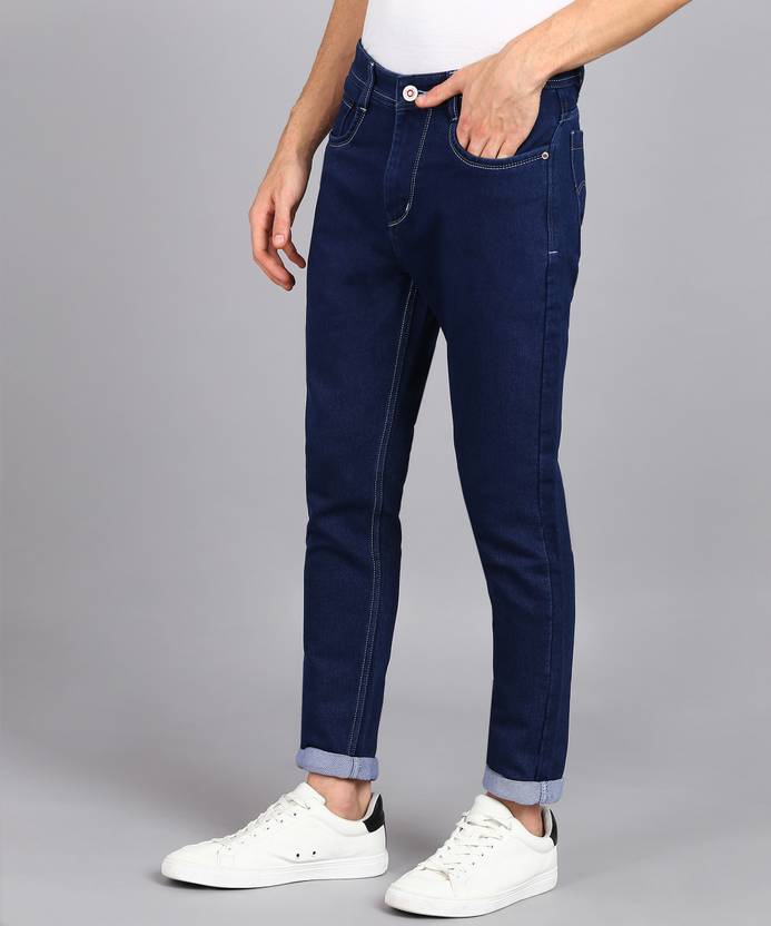 Men Regular Mid Rise Dark Blue Jeans