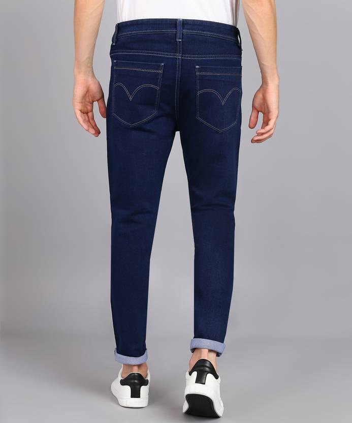 Men Regular Mid Rise Dark Blue Jeans
