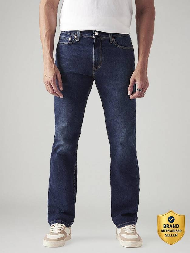 LEVI'S Men Boot-Leg Mid Rise Dark Blue Jeans