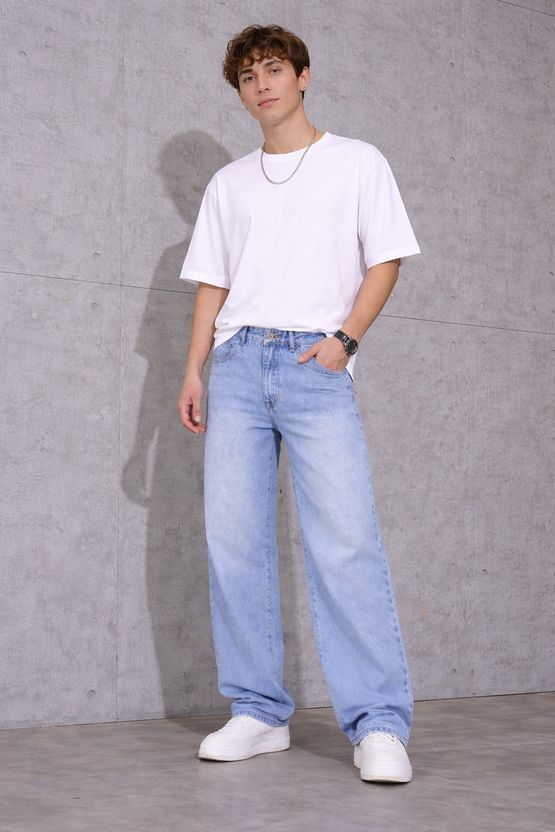 BOLD Men Baggy Fit Mid Rise Light Blue Jeans - Image 5
