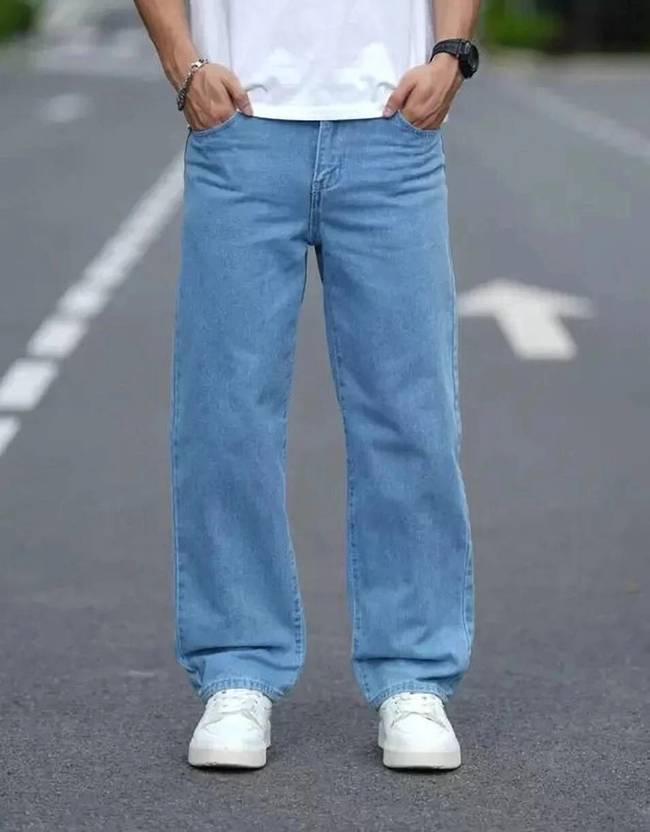 Maahit Men Loose Fit Mid Rise Light Blue Jeans