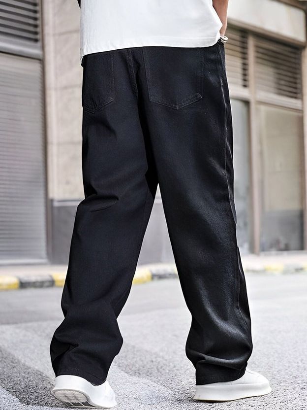 KOTTY Men Loose Fit Low Rise Black Jeans - Image 3