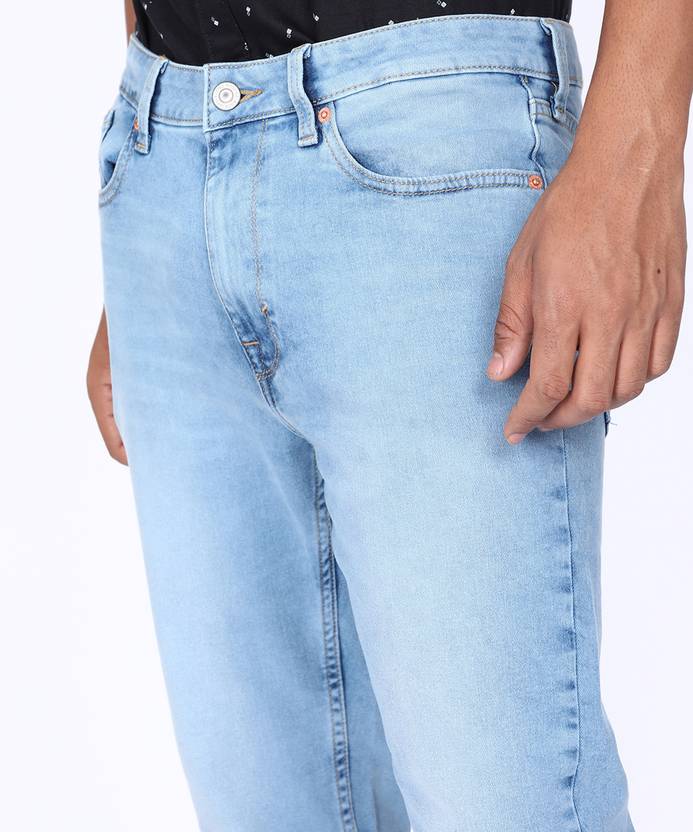 Men Tapered Fit Low Rise Blue Jeans