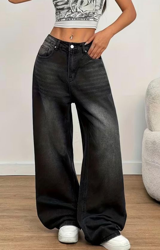 HUNTER & HAYES Women Wide Leg High Rise Black Jeans - Image 4