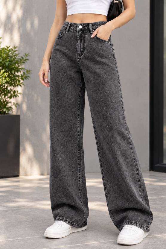 Veltick Women Straight Fit High Rise Grey Jeans