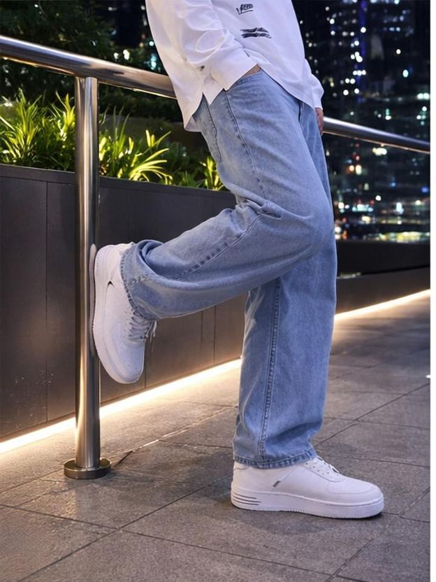 BLAKSMOKY Men Relaxed Fit Mid Rise Light Blue Jeans - Image 10