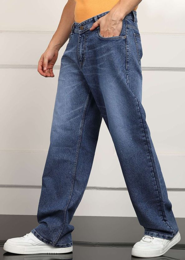 DENWOX Men Straight Fit Mid Rise Dark Blue Jeans - Image 1