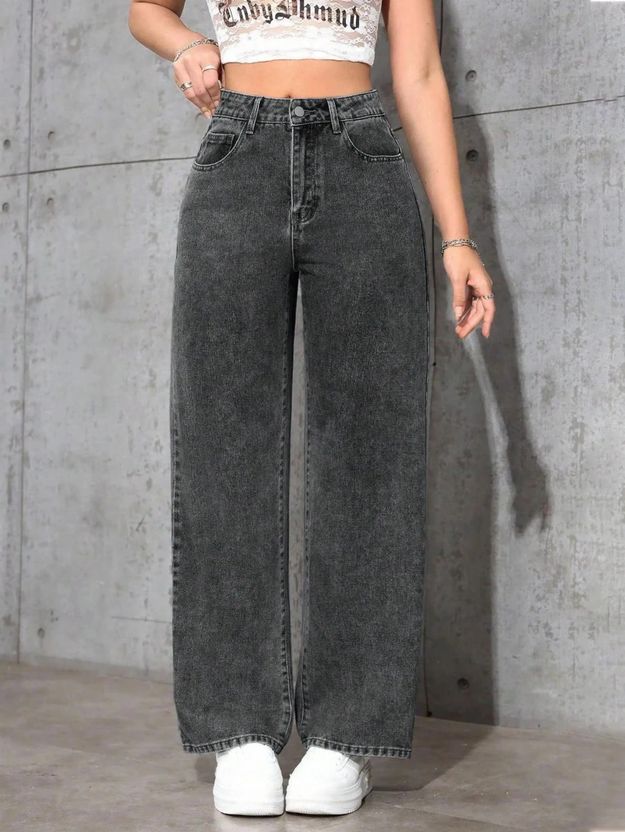 MERCEL Women Black Wide Leg High Rise Jeans - Image 5
