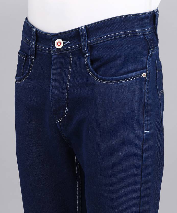 Men Regular Mid Rise Dark Blue Jeans