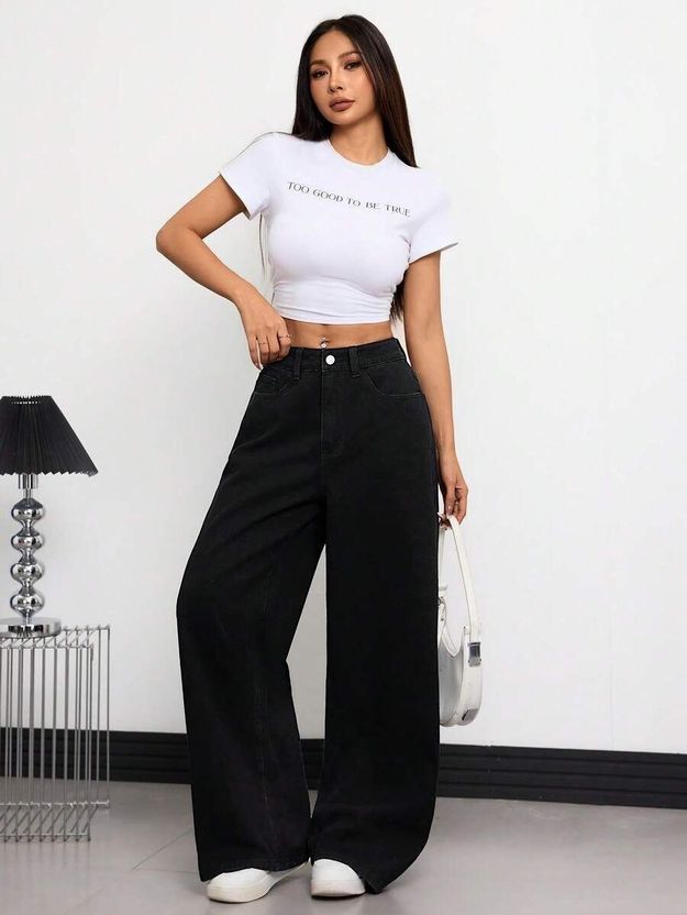 FLIKO Women Relaxed Fit High Rise Black Jeans - Image 8