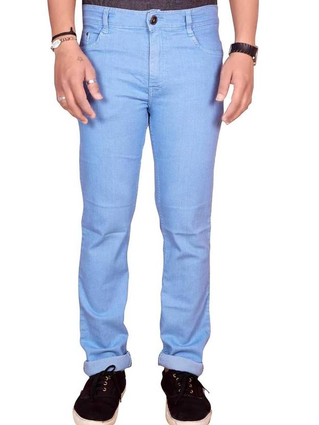 BASE-CROWD Men Regular Mid Rise Light Blue Jeans