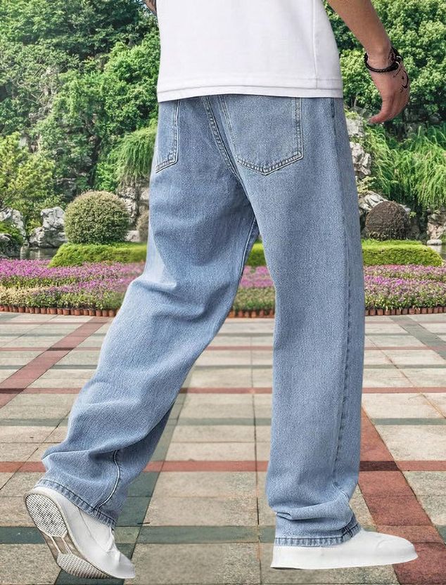BLAKSMOKY Men Relaxed Fit Mid Rise Light Blue Jeans - Image 2