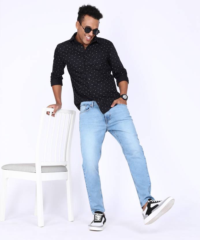 Men Tapered Fit Low Rise Blue Jeans