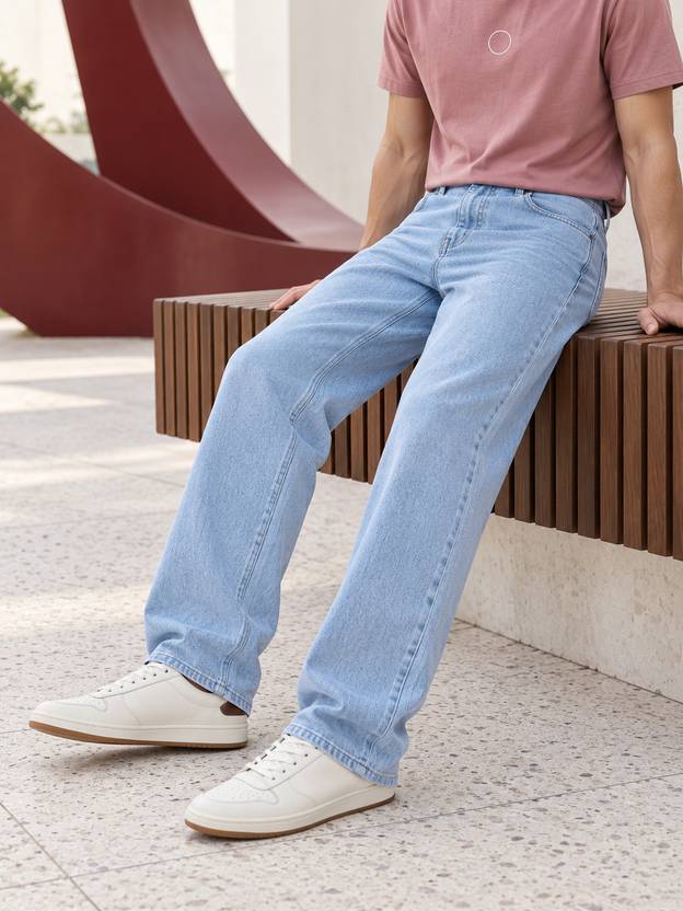 GARTEEN Men Loose Fit Mid Rise Light Blue Jeans