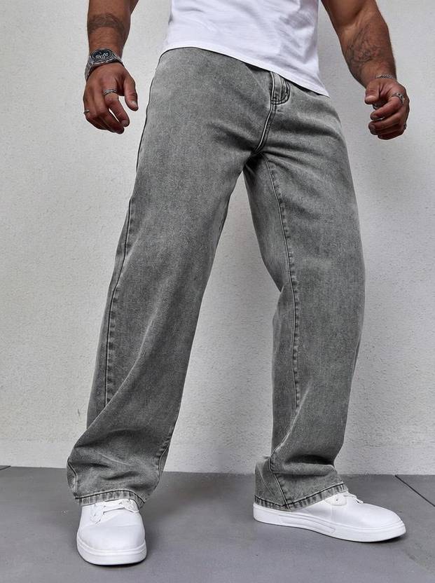 DENIM LOOK Men Straight Fit Mid Rise Grey Jeans