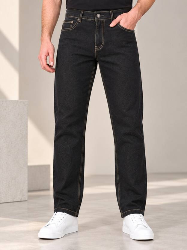 Zush Men Regular Mid Rise Black Jeans