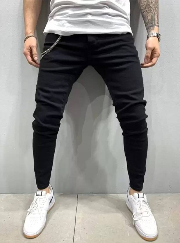 linaria Men Skinny Mid Rise Black Jeans