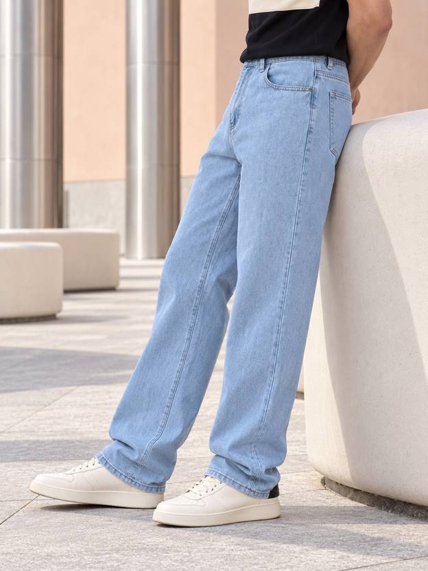 GARTEEN Men Loose Fit Mid Rise Light Blue Jeans