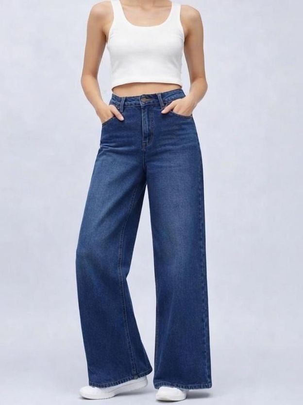 MERCEL Women Black Wide Leg High Rise Jeans - Image 6