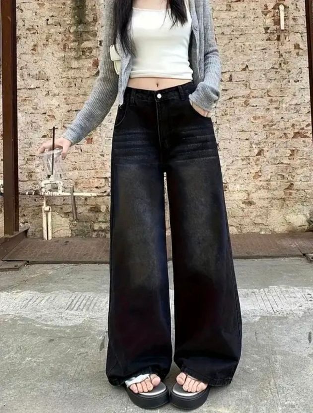 ZOVYA Baggy Fit Mid Rise Black Jeans - Image 1