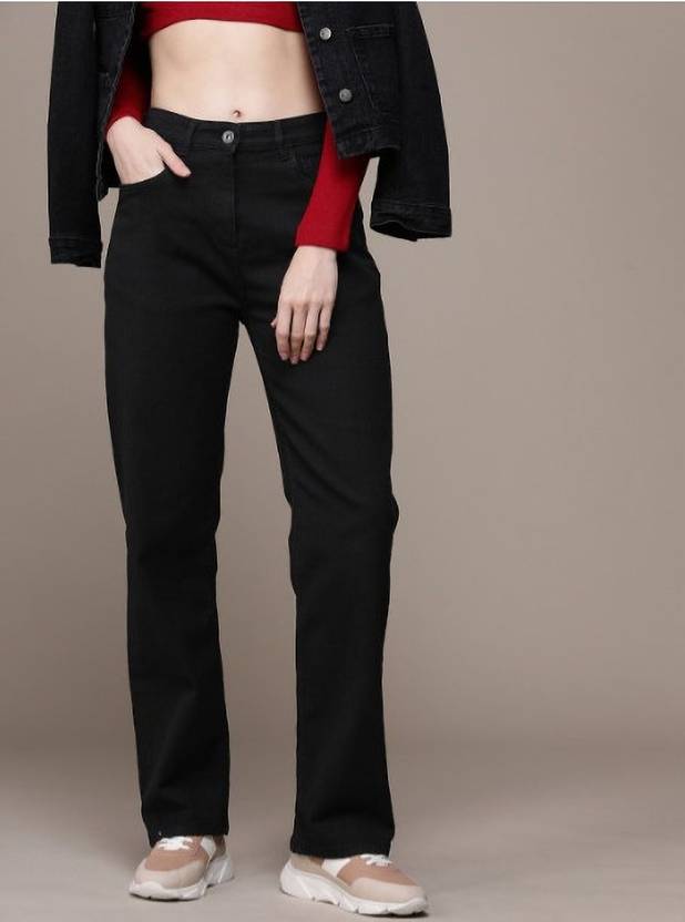 PINKLIT Women Boyfriend High Rise Black Jeans
