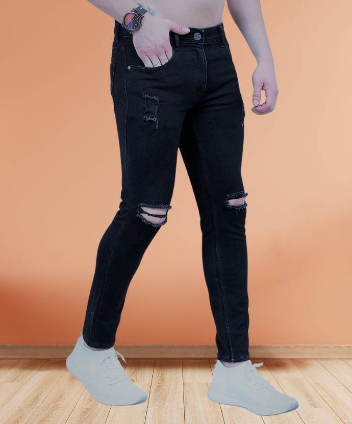 RusticBlooms Men Slim Mid Rise Black Jeans