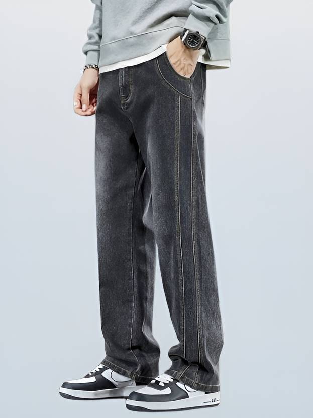 FUDE PRIDE Men Loose Fit Mid Rise Dark Grey Jeans