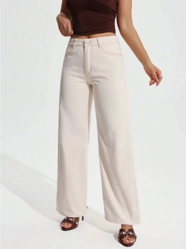 PINKLIT COLLECTION Women Loose Fit High Rise Beige Jeans