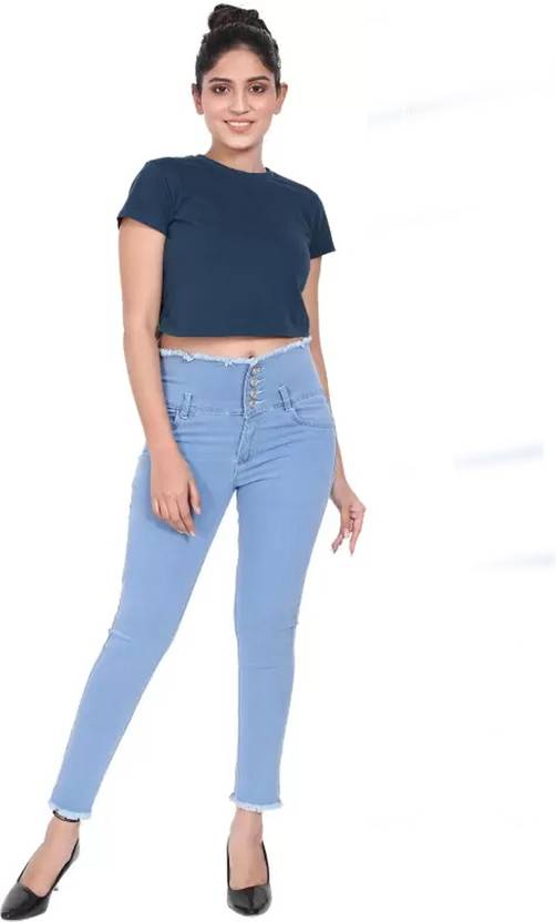 Women Skinny Mid Rise Black Jeans