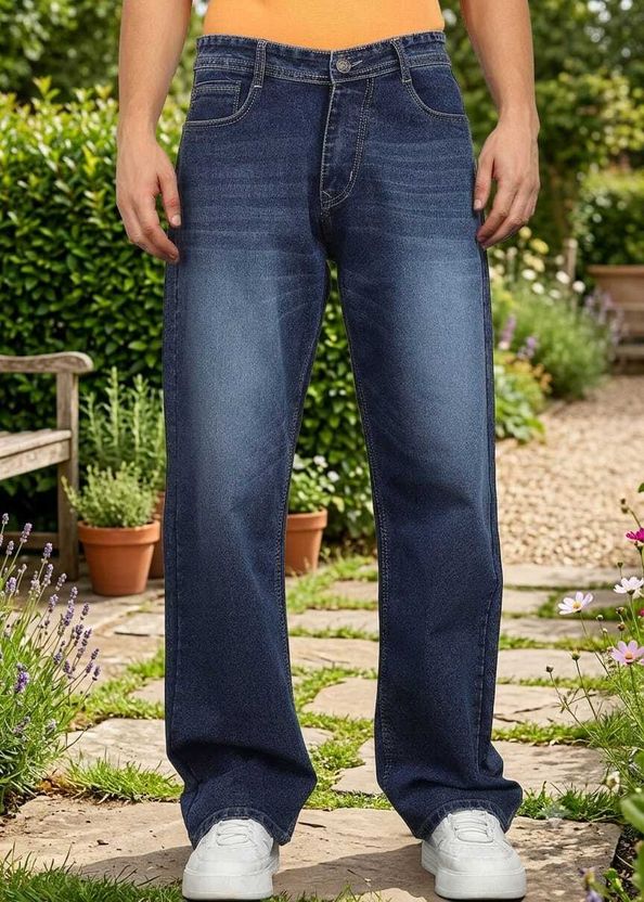 DENWOX Men Straight Fit Mid Rise Dark Blue Jeans - Image 9