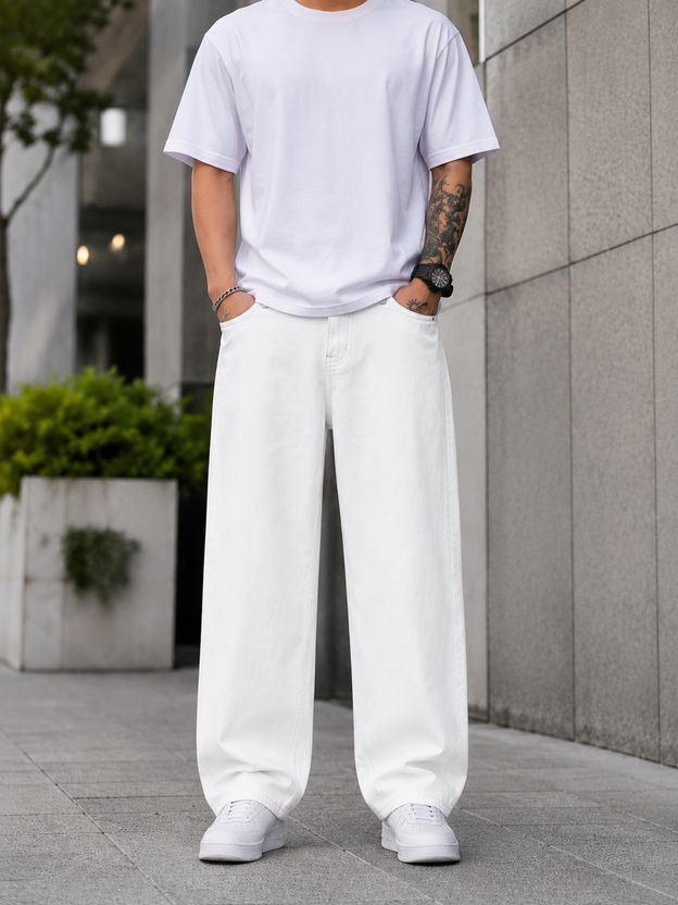 wearworld Men White Loose Fit Mid Rise Jeans - Image 10
