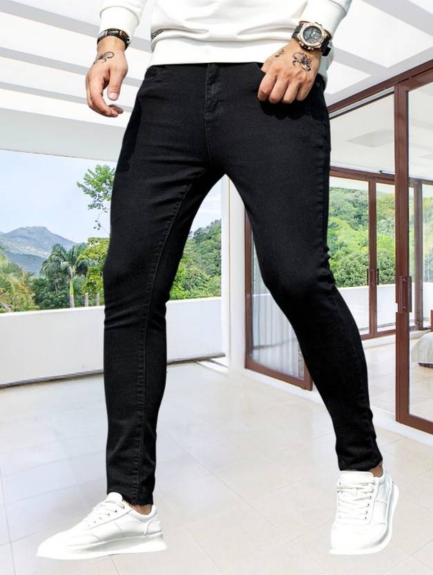 RusticBlooms Men Slim Mid Rise Black Jeans
