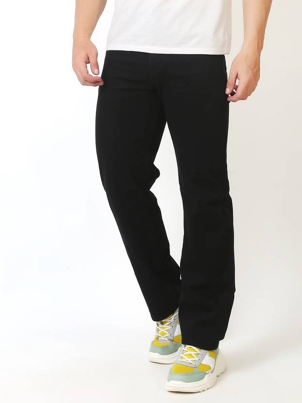 Wanted Men Straight Fit Mid Rise Black Jeans