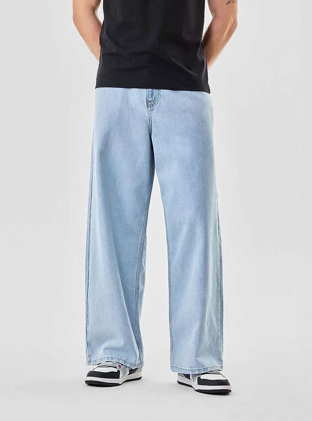 Glitchez Men Loose Fit Mid Rise Blue Jeans - Image 7