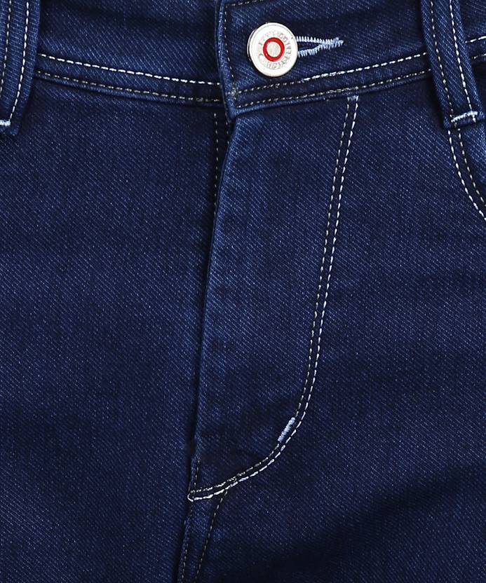 Men Regular Mid Rise Dark Blue Jeans