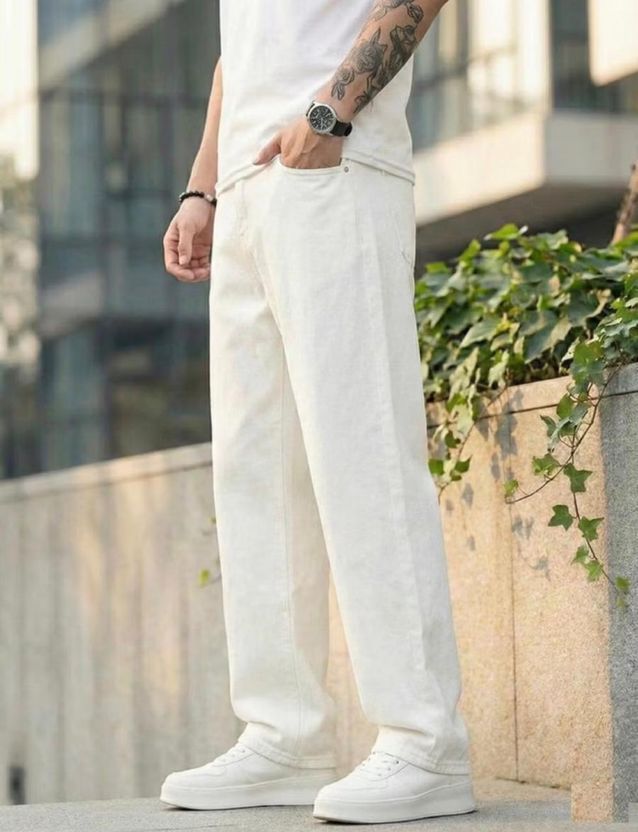 WAYKING Men Loose Fit Mid Rise Beige Jeans - Image 7