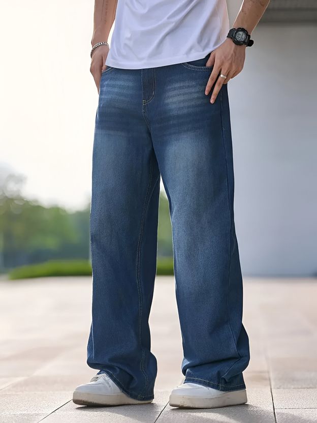 WaltZ Men Loose Fit Mid Rise Dark Blue Jeans - Image 4